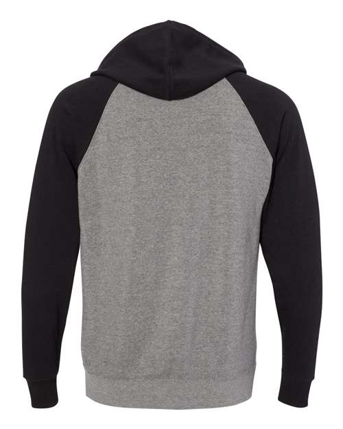 Independent Trading Co. PRM33SBP Special Blend Raglan Hooded Sweatshirt #color_Nickel Heather/ Black
