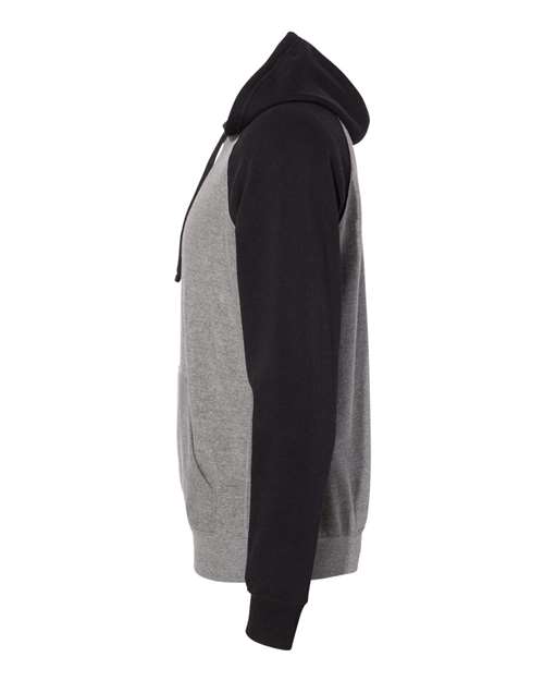 Independent Trading Co. PRM33SBP Special Blend Raglan Hooded Sweatshirt #color_Nickel Heather/ Black