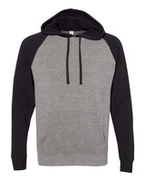 Independent Trading Co. PRM33SBP Special Blend Raglan Hooded Sweatshirt #color_Nickel Heather/ Black