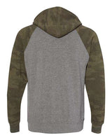Independent Trading Co. PRM33SBP Special Blend Raglan Hooded Sweatshirt #color_Nickel Heather/ Forest Camo