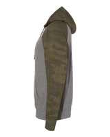 Independent Trading Co. PRM33SBP Special Blend Raglan Hooded Sweatshirt #color_Nickel Heather/ Forest Camo