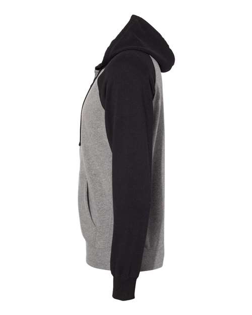 Independent Trading Co. PRM33SBZ Special Blend Raglan Full-Zip Hooded Sweatshirt #color_Nickel Heather/ Black