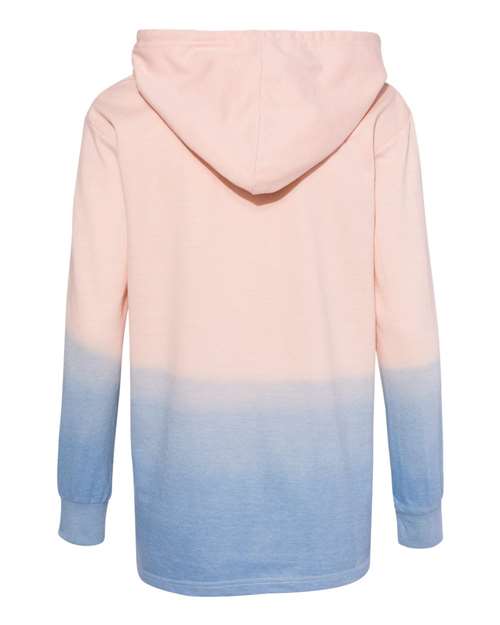 MV Sport W20185 Women's French Terry Ombré Hooded Sweatshirt #color_Cameo Pink/ Stonewash