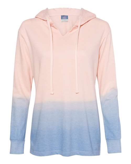 MV Sport W20185 Women's French Terry Ombré Hooded Sweatshirt #color_Cameo Pink/ Stonewash