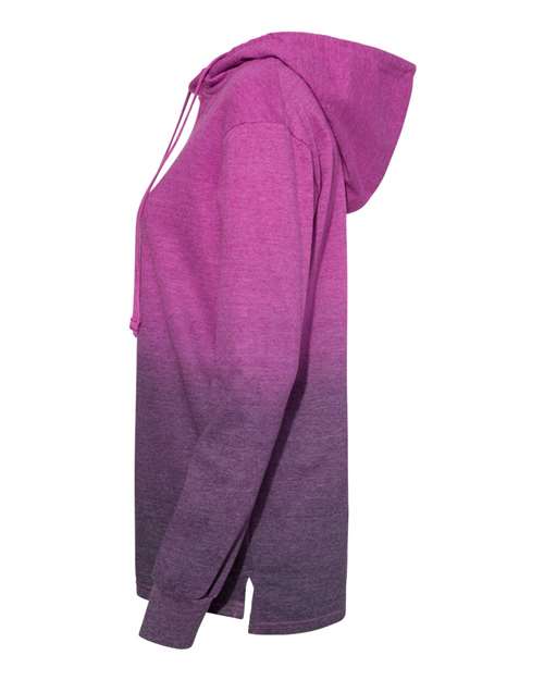 MV Sport W20185 Women's French Terry Ombré Hooded Sweatshirt #color_Dragonfruit/ Navy