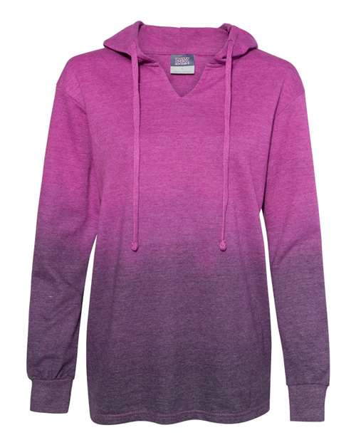 MV Sport W20185 Women's French Terry Ombré Hooded Sweatshirt #color_Dragonfruit/ Navy