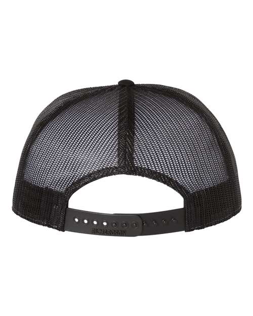 Richardson 168 Seven-Panel Trucker Cap #color_Charcoal/ Black/ White