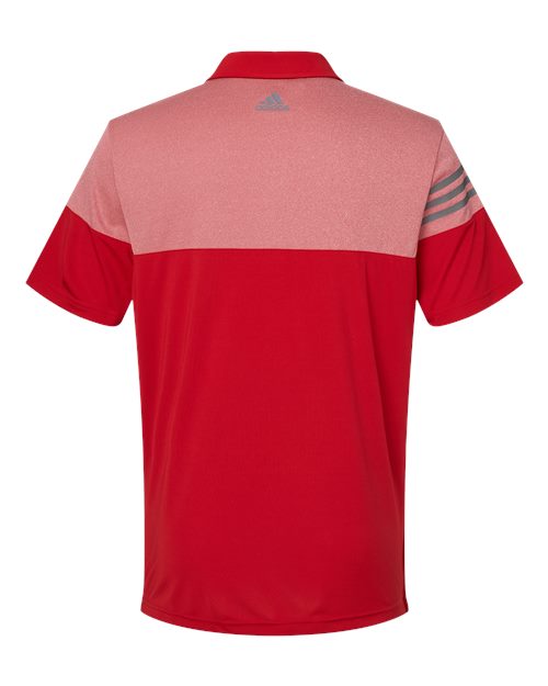 Adidas A213 Heathered 3-Stripes Colorblocked Polo #color_Power Red