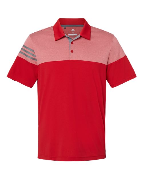 Adidas A213 Heathered 3-Stripes Colorblocked Polo #color_Power Red