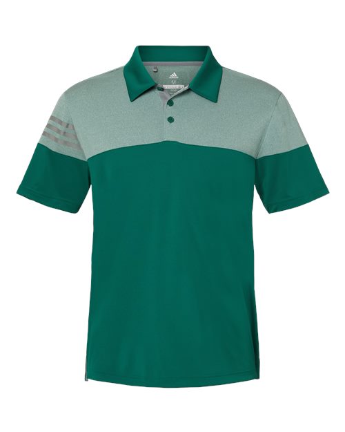 Adidas A213 Heathered 3-Stripes Colorblocked Polo #color_Collegiate Green