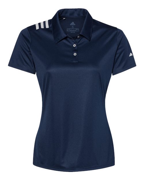 Adidas A325 Women's 3-Stripes Shoulder Polo #color_Collegiate Navy/ White