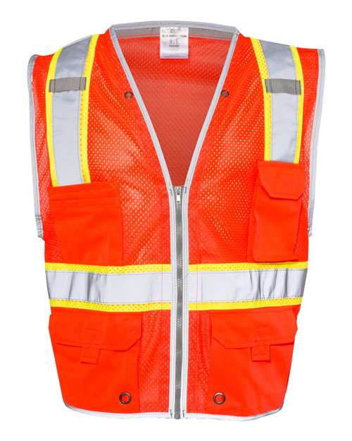 Kishigo 1510-1511 Premium Brilliant Series Heavy-Duty Class 2 Vest #color_Fluorescent Red (1710)