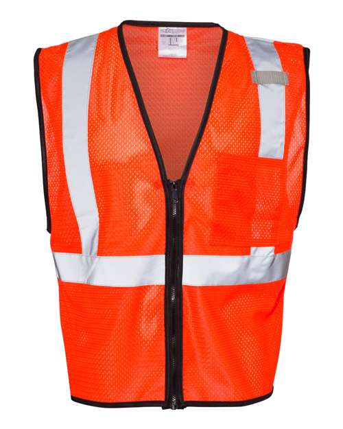 Kishigo 1519-1520 Single Pocket Zipper Mesh Class 2 Vest