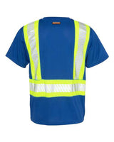 Kishigo B200-204 EV Series Enhanced Visibility Contrast Pocket T-Shirt #color_Royal Blue/ Lime - B202