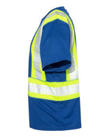 Kishigo B200-204 EV Series Enhanced Visibility Contrast Pocket T-Shirt #color_Royal Blue/ Lime - B202