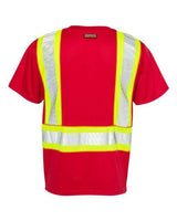 Kishigo B200-204 EV Series Enhanced Visibility Contrast Pocket T-Shirt #color_Red/ Lime - B203