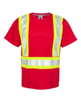 Kishigo B200-204 EV Series Enhanced Visibility Contrast Pocket T-Shirt #color_Red/ Lime - B203