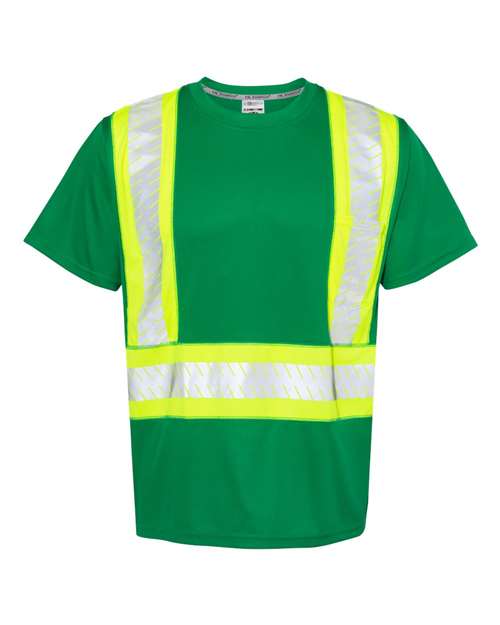 Kishigo B200-204 EV Series Enhanced Visibility Contrast Pocket T-Shirt #color_Green/ Lime - B204