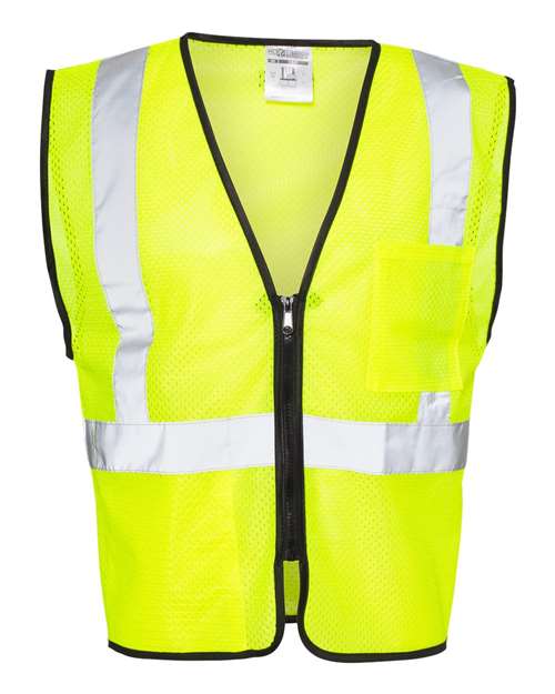 Kishigo 1537-1538 Double-Pocket Zippered Economy Class 2  Vest #color_Lime