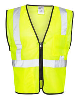 Kishigo 1537-1538 Double-Pocket Zippered Economy Class 2  Vest #color_Lime