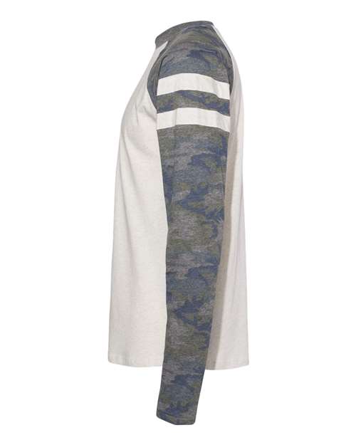 LAT 6934 Men's Gameday Mash-Up Long Sleeve Fine Jersey T-Shirt #color_NT HTH/ V CM/ NT