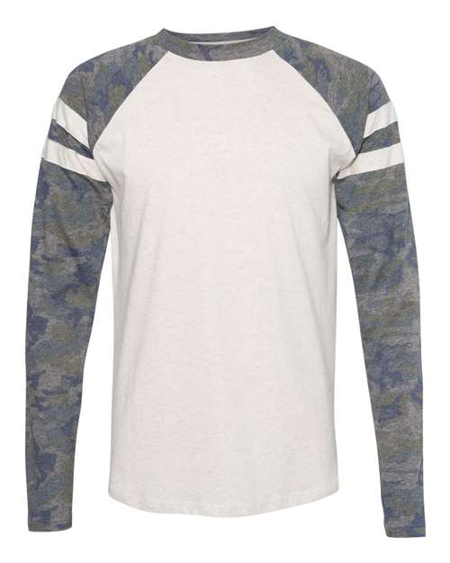 LAT 6934 Men's Gameday Mash-Up Long Sleeve Fine Jersey T-Shirt #color_NT HTH/ V CM/ NT
