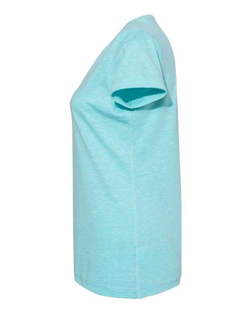 LAT 3591 Ladies' V-Neck Harborside Melange Jersey T-Shirt #color_CARIBBEAN MLANGE