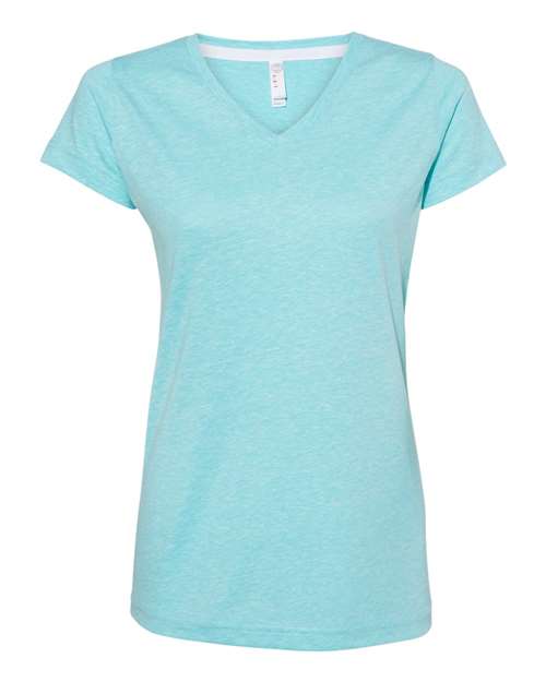 LAT 3591 Ladies' V-Neck Harborside Melange Jersey T-Shirt #color_CARIBBEAN MLANGE