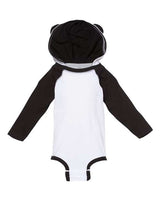 Rabbit Skins 4418 Infant Long Sleeve Fine Jersey Bodysuit With Ears #color_WHITE/ BLACK