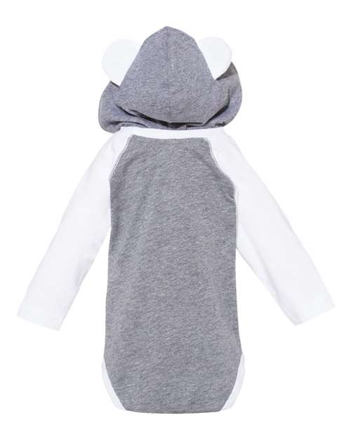 Rabbit Skins 4418 Infant Long Sleeve Fine Jersey Bodysuit With Ears #color_GRANITE HTH/ WHT