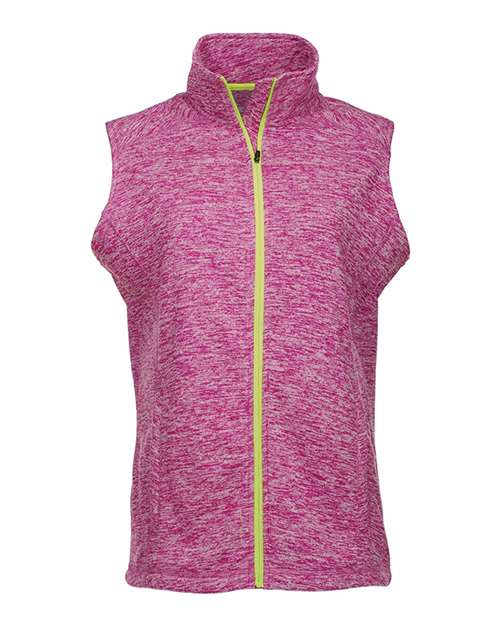J America JA8625 Ladies' Lasic Cosmic Fleece Vest #color_MAGENTA/ NEON YL