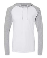 LAT 6917 Men's Hooded Raglan Long Sleeve Fine Jersey T-Shirt #color_B WH/ VN HTH/ WH