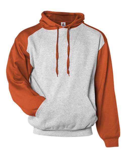 Badger 1249 Sport Athletic Fleece Hooded Sweatshirt #color_Oxford/ Burnt Orange