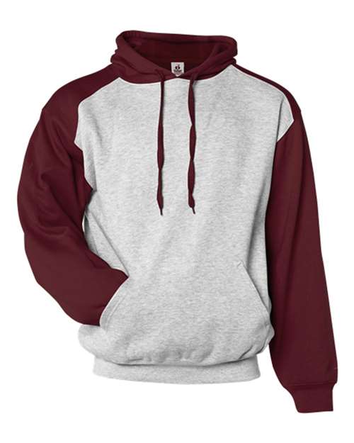 Badger 1249 Sport Athletic Fleece Hooded Sweatshirt #color_Oxford/ Maroon