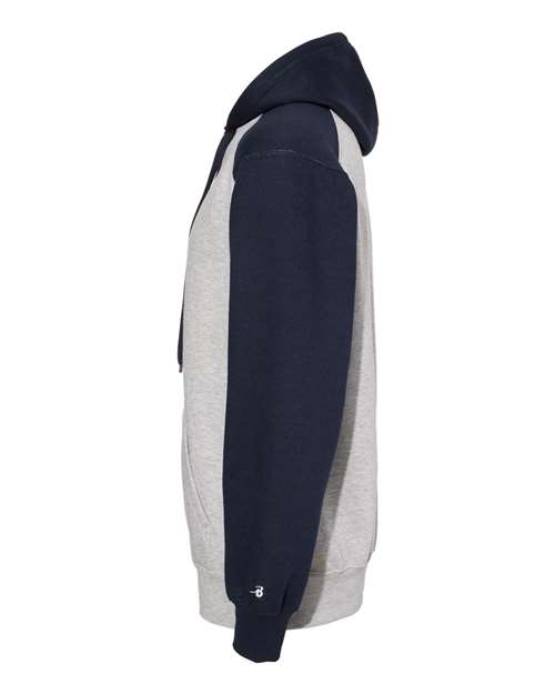 Badger 1249 Sport Athletic Fleece Hooded Sweatshirt #color_Oxford/ Navy
