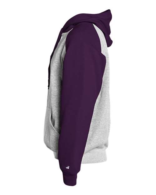 Badger 1249 Sport Athletic Fleece Hooded Sweatshirt #color_Oxford/ Purple