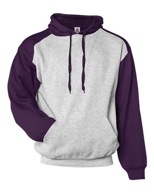 Badger 1249 Sport Athletic Fleece Hooded Sweatshirt #color_Oxford/ Purple