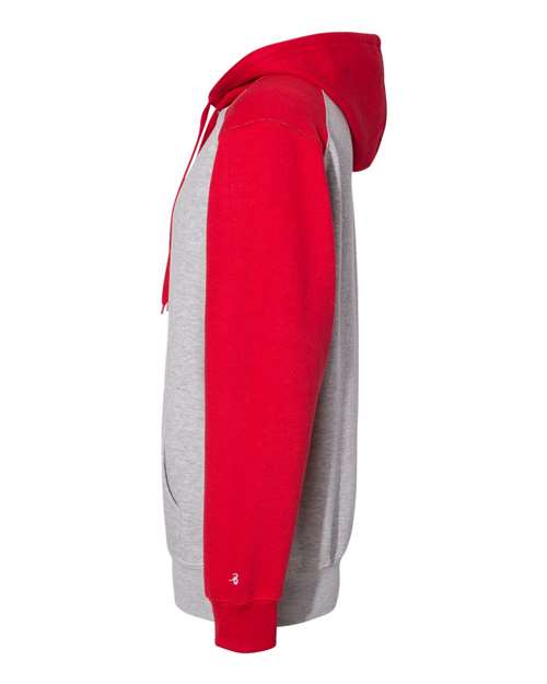 Badger 1249 Sport Athletic Fleece Hooded Sweatshirt #color_Oxford/ Red