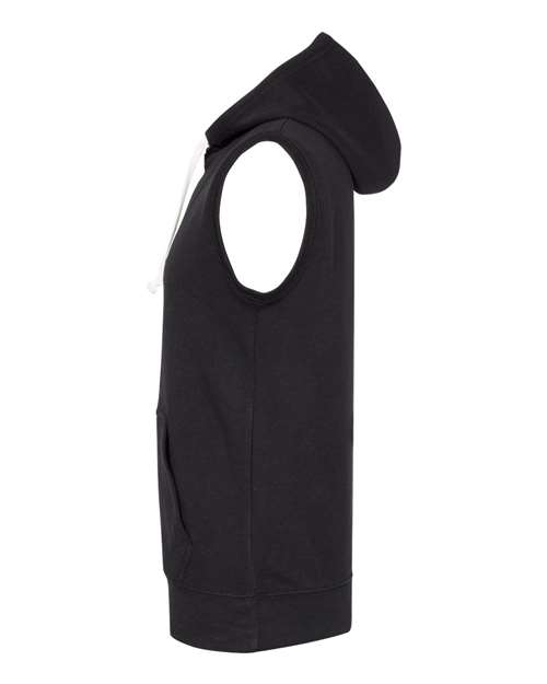 J America JA8877 Adult Triblend Fleece Sleeveless Hooded Sweatshirt #color_BLACK