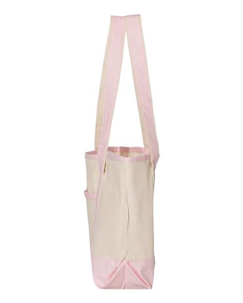 Q-Tees Q125800 20L Small Deluxe Tote #color_Natural/ Light Pink