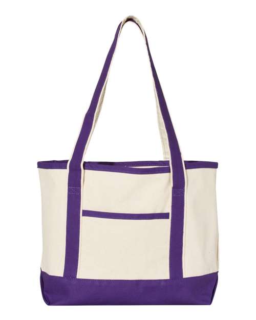 Q-Tees Q125800 20L Small Deluxe Tote #color_Natural/ Purple