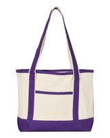 Q-Tees Q125800 20L Small Deluxe Tote #color_Natural/ Purple