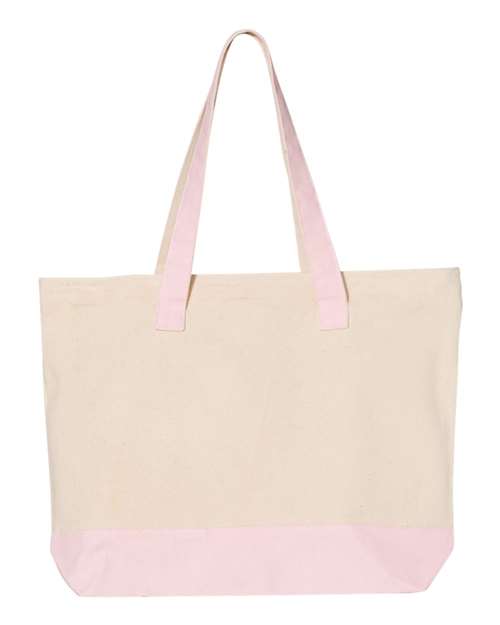 Q-Tees Q1300 19L Zippered Tote #color_Natural/ Light Pink