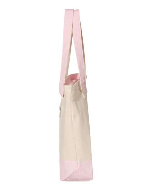 Q-Tees Q1300 19L Zippered Tote #color_Natural/ Light Pink
