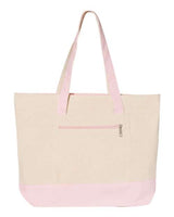 Q-Tees Q1300 19L Zippered Tote #color_Natural/ Light Pink