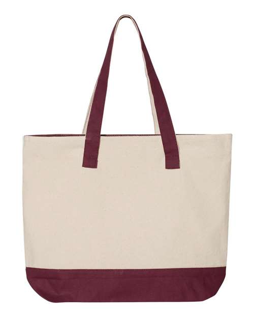 Q-Tees Q1300 19L Zippered Tote #color_Natural/ Maroon