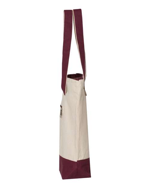 Q-Tees Q1300 19L Zippered Tote #color_Natural/ Maroon