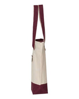 Q-Tees Q1300 19L Zippered Tote #color_Natural/ Maroon