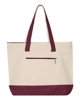 Q-Tees Q1300 19L Zippered Tote #color_Natural/ Maroon
