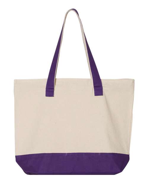 Q-Tees Q1300 19L Zippered Tote #color_Natural/ Purple